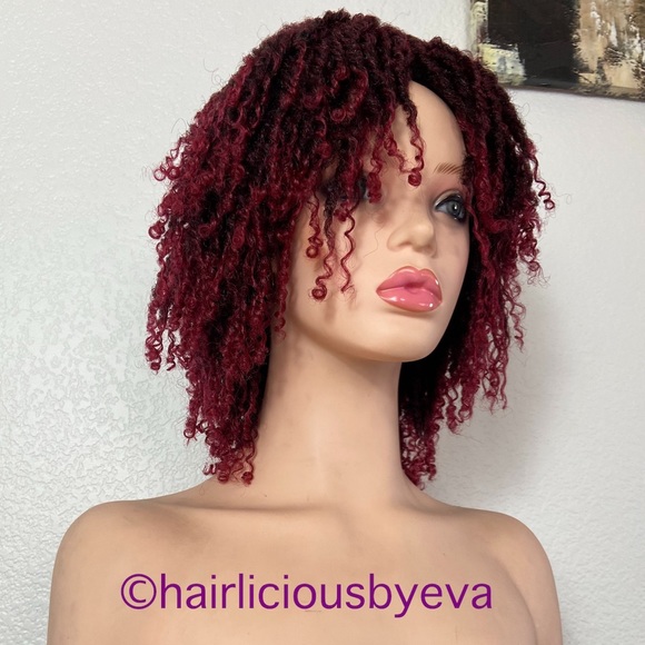 Twist kinky afro wig red wine burgundy ombré - Picture 3 of 7